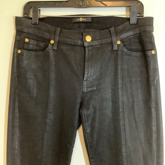 7 For All Mankind black denim textured jeans size 31 - Picture 4 of 6